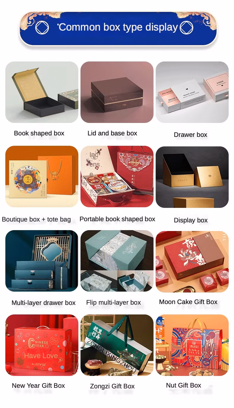 ODM OEM Holiday Celebration Medium Size Foldable Square Packaging Gift Box with Handle for Holiday Gifts, Wine, Pastry, Food, Cosmetics, Candy, etc.