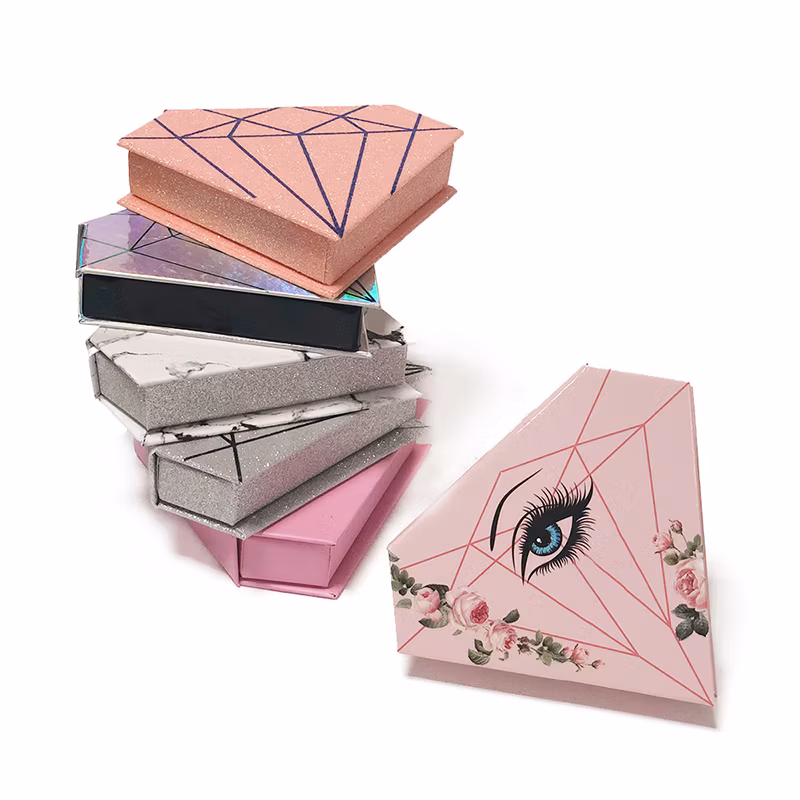 Wholesale Polygonal False Eyelashes Lash Boxes Packaging Makeup Eyelash Gift Paper Box with Inner Tray