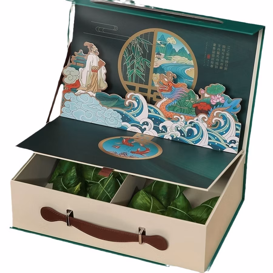 ODM OEM Holiday Celebration Medium Size Foldable Square Packaging Gift Box with Handle for Holiday Gifts, Wine, Pastry, Food, Cosmetics, Candy, etc.