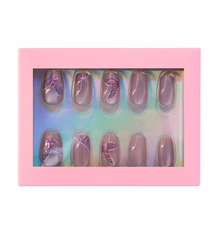 Factory Price New Custom Nail Patch Eyelash Box Press-on Nails Storage Box Empty Eyelash Case Set Printed Logo