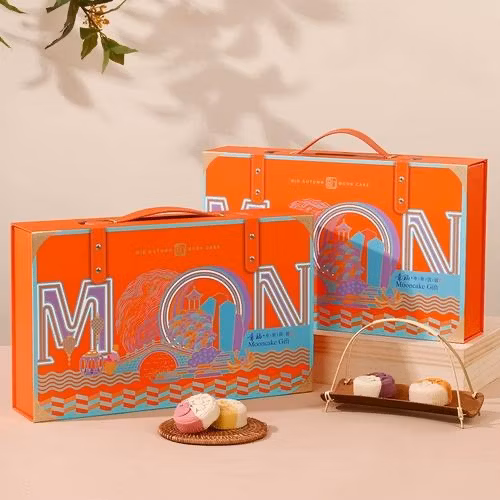 ODM OEM Holiday Celebration Medium Size Foldable Square Packaging Gift Box with Handle for Holiday Gifts, Wine, Pastry, Food, Cosmetics, Candy, etc.